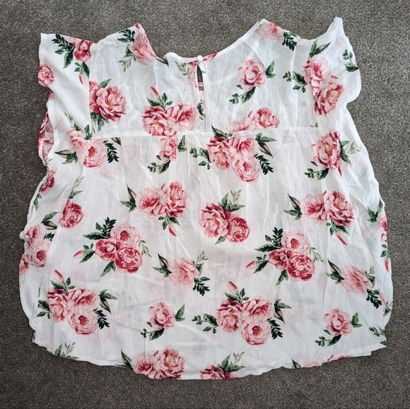 Sheer rose lace floral print blouse size Medium - Picture 8 of 10